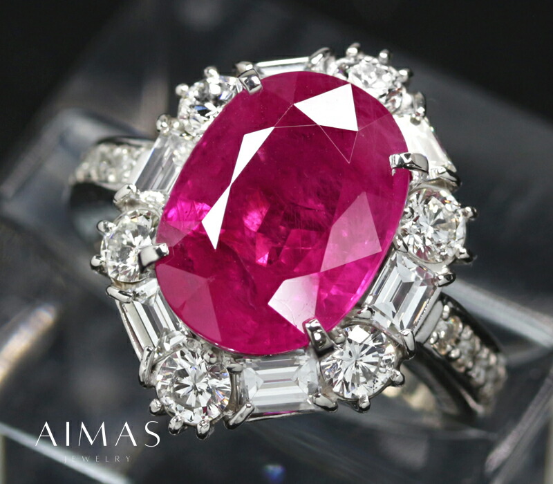 楽天市場】ミャンマー（ビルマ）産ルビー 7.29ct リング 14号 PT900