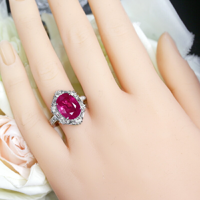 楽天市場】ミャンマー（ビルマ）産ルビー 7.29ct リング 14号 PT900