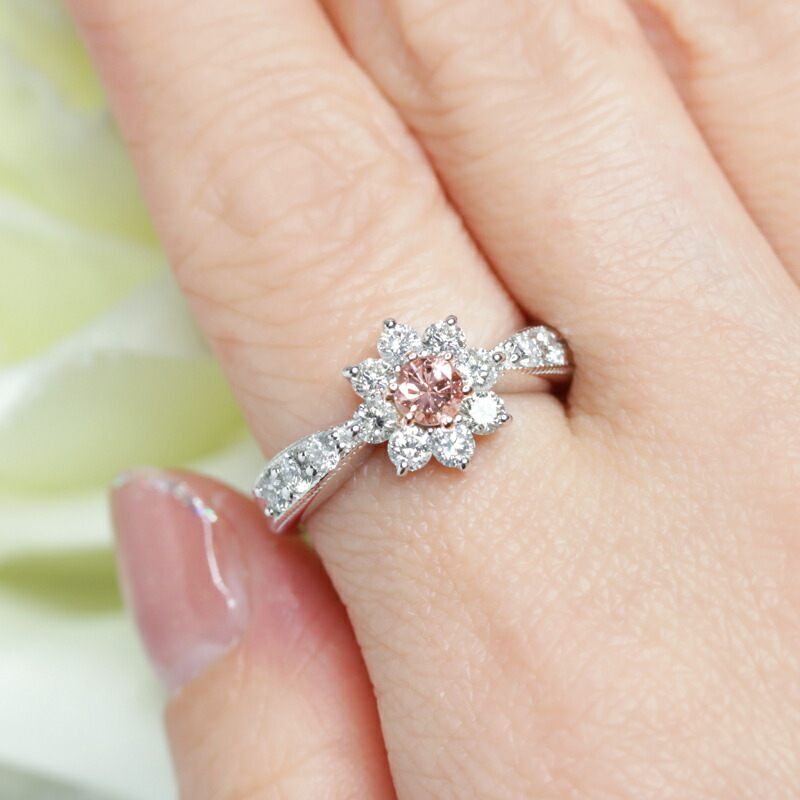 計0.42ct ピンクダイヤモンドリング PT900 フラワー 花 希少石 天然 n6.jpg