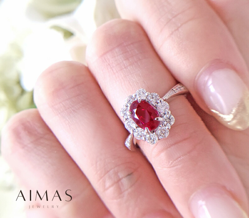 楽天市場】ルビー 1.235ct ダイヤモンド 0.6ct オーバル 取り巻き