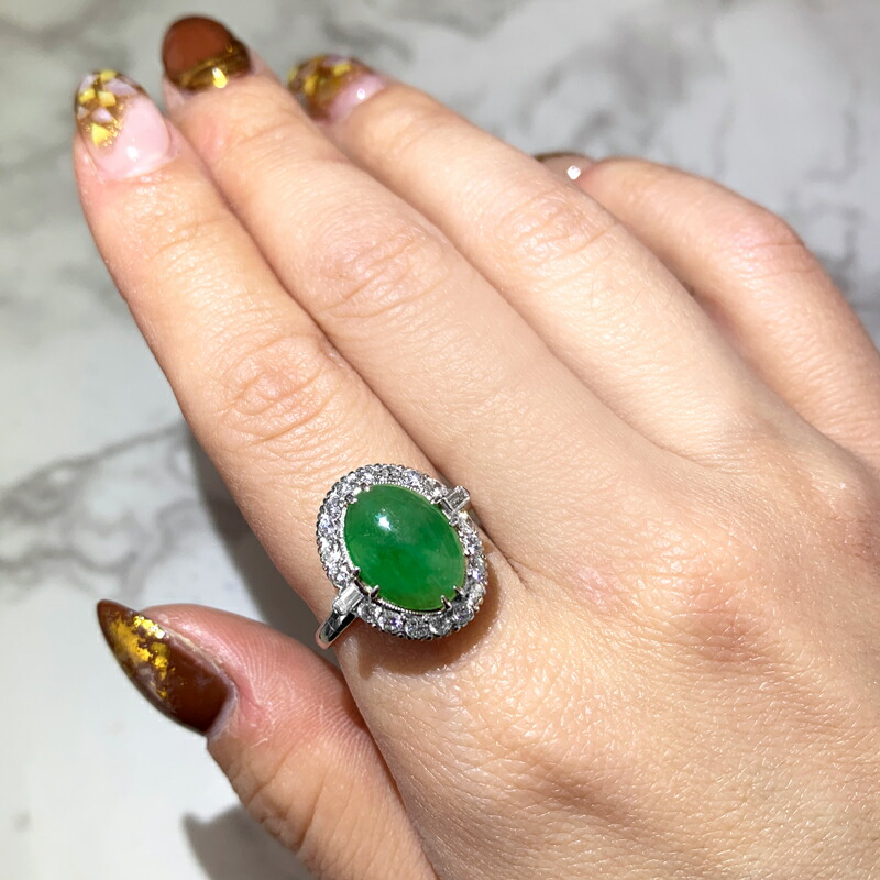 楽天市場】翡翠 約11.5mm×8.9mm リング 14号 PT850(Pm刻印) プラチナ