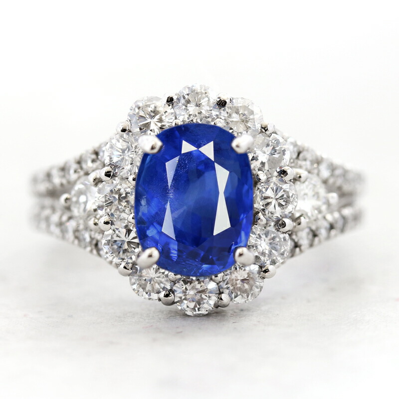 スリランカ産ブルーサファイアのシルバーリング 9号 スリランカ産