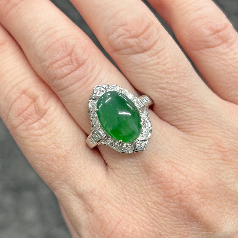 楽天市場】翡翠 6.18ct リング 14号 PT900 プラチナ ダイヤモンド 指輪