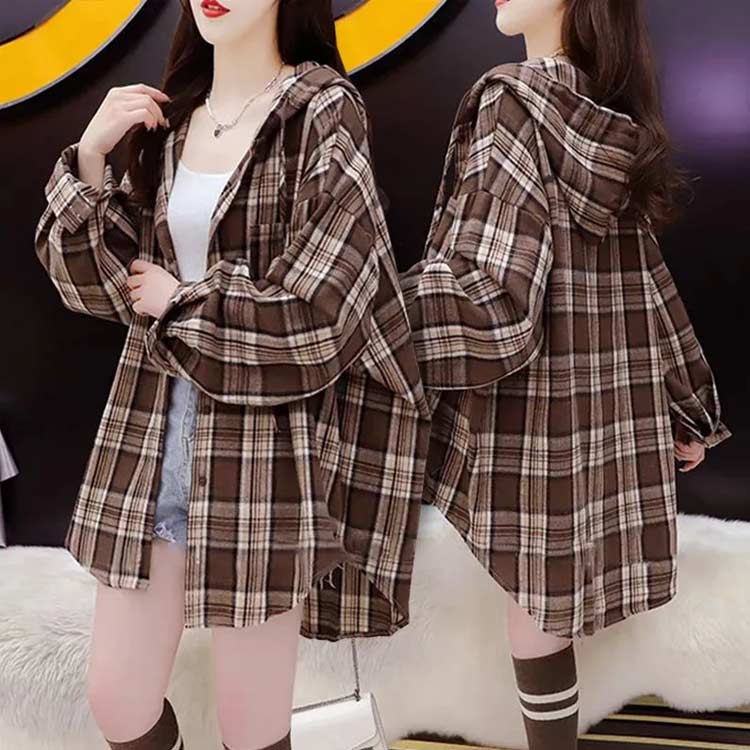 楽天市場】長袖シャツ チェック柄 ネルシャツ フード付き チェック