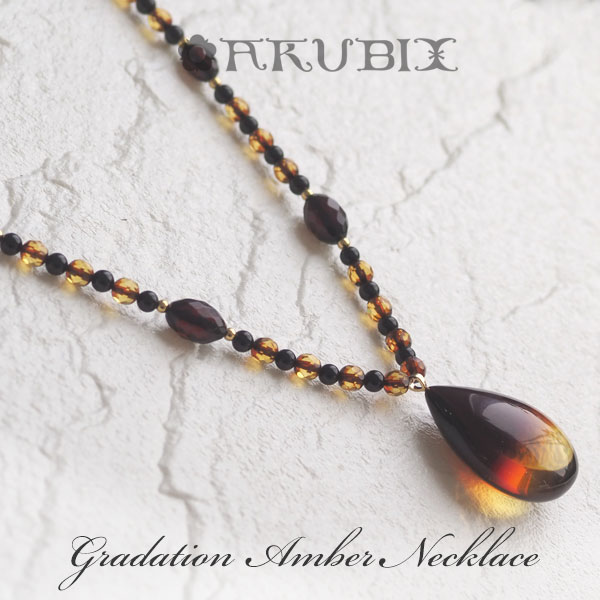 楽天市場】【天然琥珀ネックレス】大粒グラデーションアンバールース