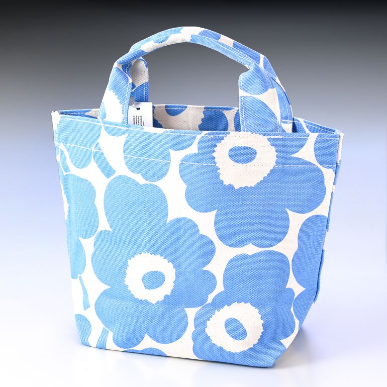 マリメッコ ウニッコ ミニトートバッグ ブルー×レッド ミャクミャク風