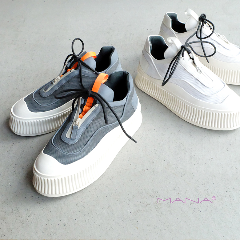 楽天市場】MANA マナ レディース スニーカー 白 グレー ブロック