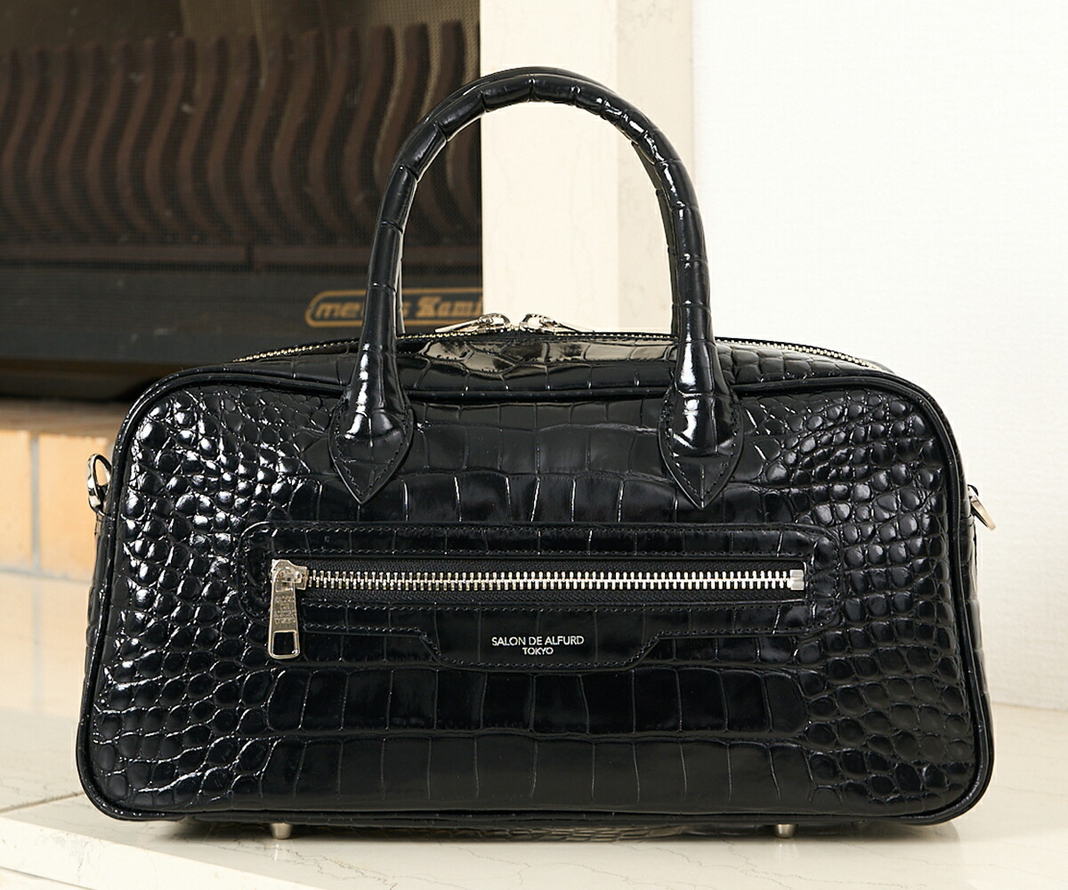 ボストンバッグ レディース 高級 クロコ 型押し レザー ラグジュアリー