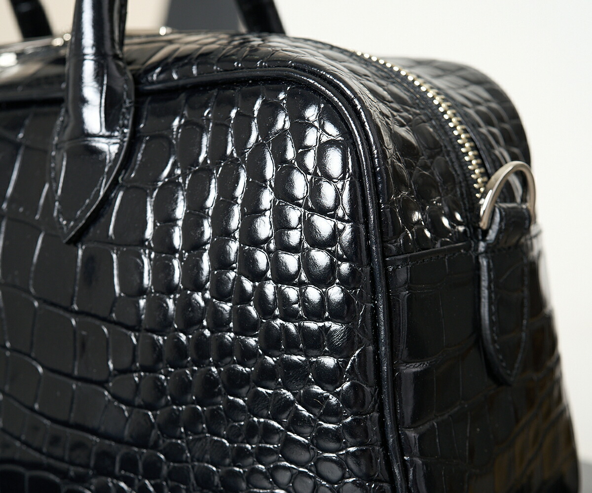 ボストンバッグ レディース 高級 クロコ 型押し レザー ラグジュアリー