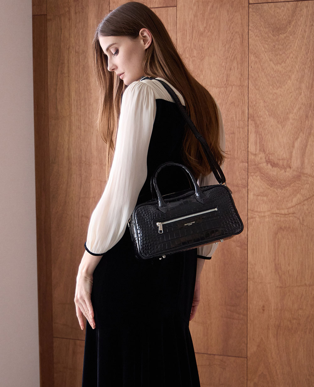 ボストンバッグ レディース 高級 クロコ 型押し レザー ラグジュアリー