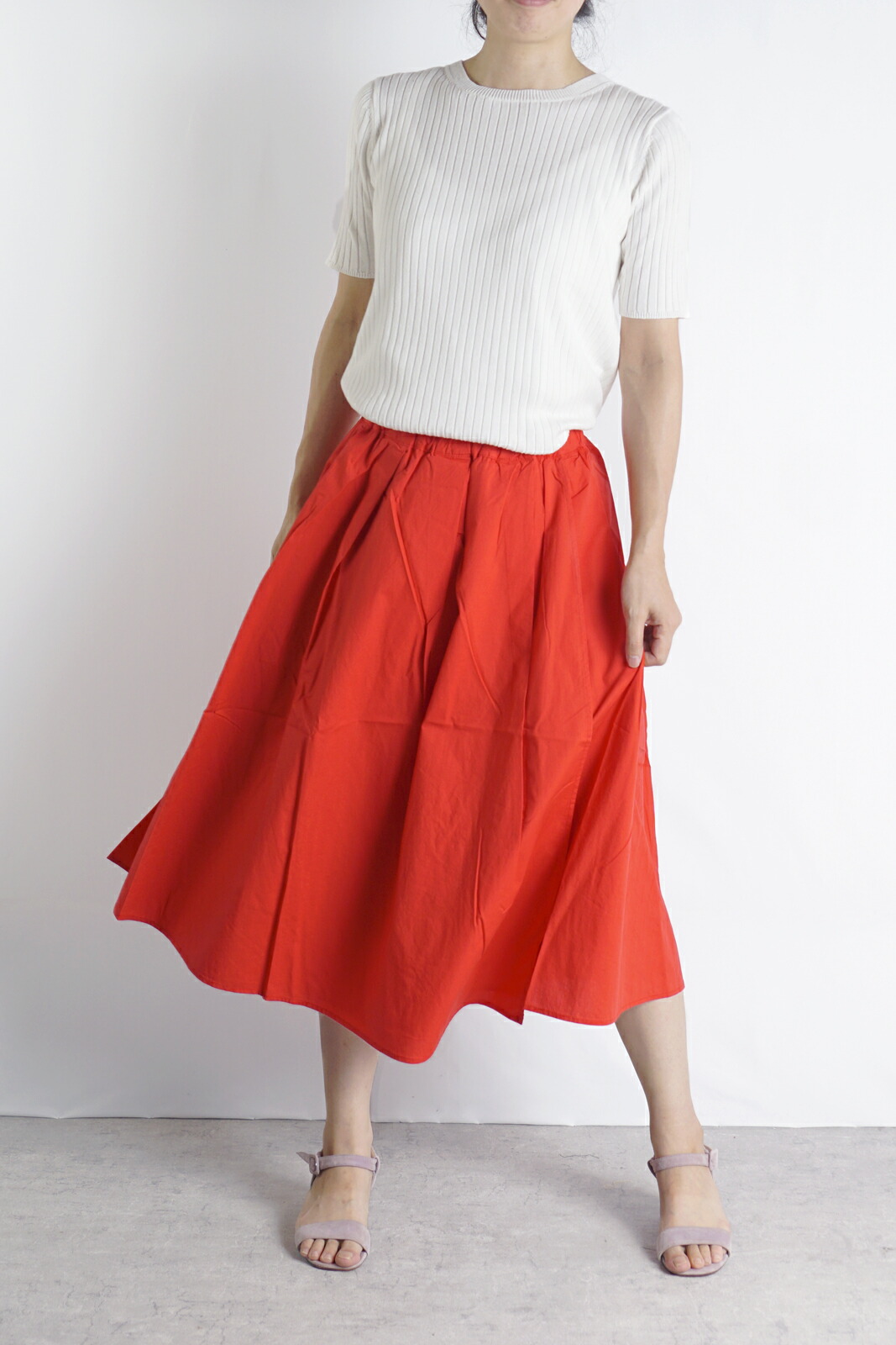 楽天市場】コットン100 ラップ風スカート ギャザースカート ミモレ