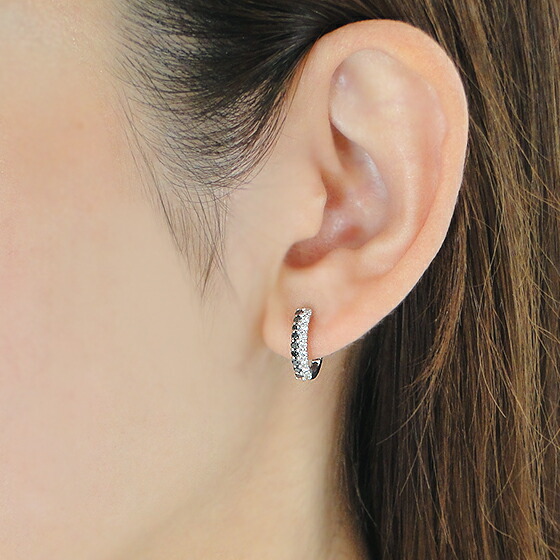 楽天市場】K18WG ダイヤ&ブラックダイヤモンド フープピアスブラック