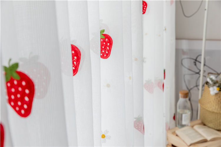 楽天市場】レースカーテン 1枚 lace 幅100cm*丈60-255cm いちご柄 苺