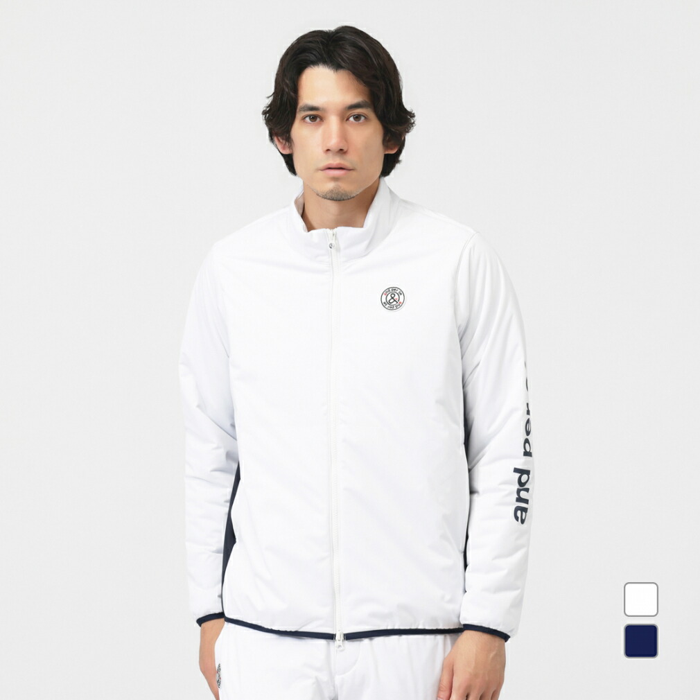 美品】and per se 中綿切替ブルゾン L 白 防寒 ゴルフ 現行 and per se