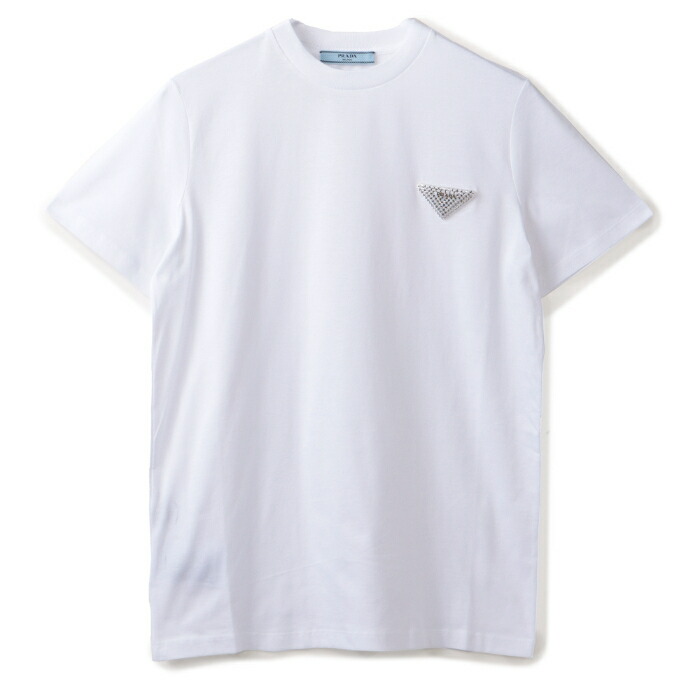 楽天市場】プラダ PRADA Tシャツ ラインストーン 三角ロゴ コットン