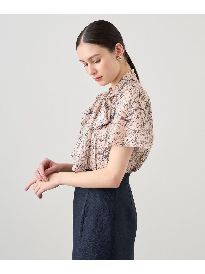 楽天市場】【SALE／50%OFF】ラインフラワープリントボウタイ ブラウス