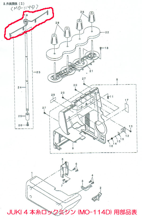 楽天市場】糸立て糸案内（組）JUKI ロックミシン用/MOシリーズ（4本糸