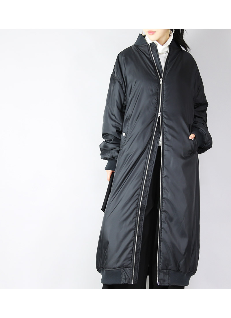 楽天市場】アウター レディース 中綿裏ボアロング丈MA-1デザインコート