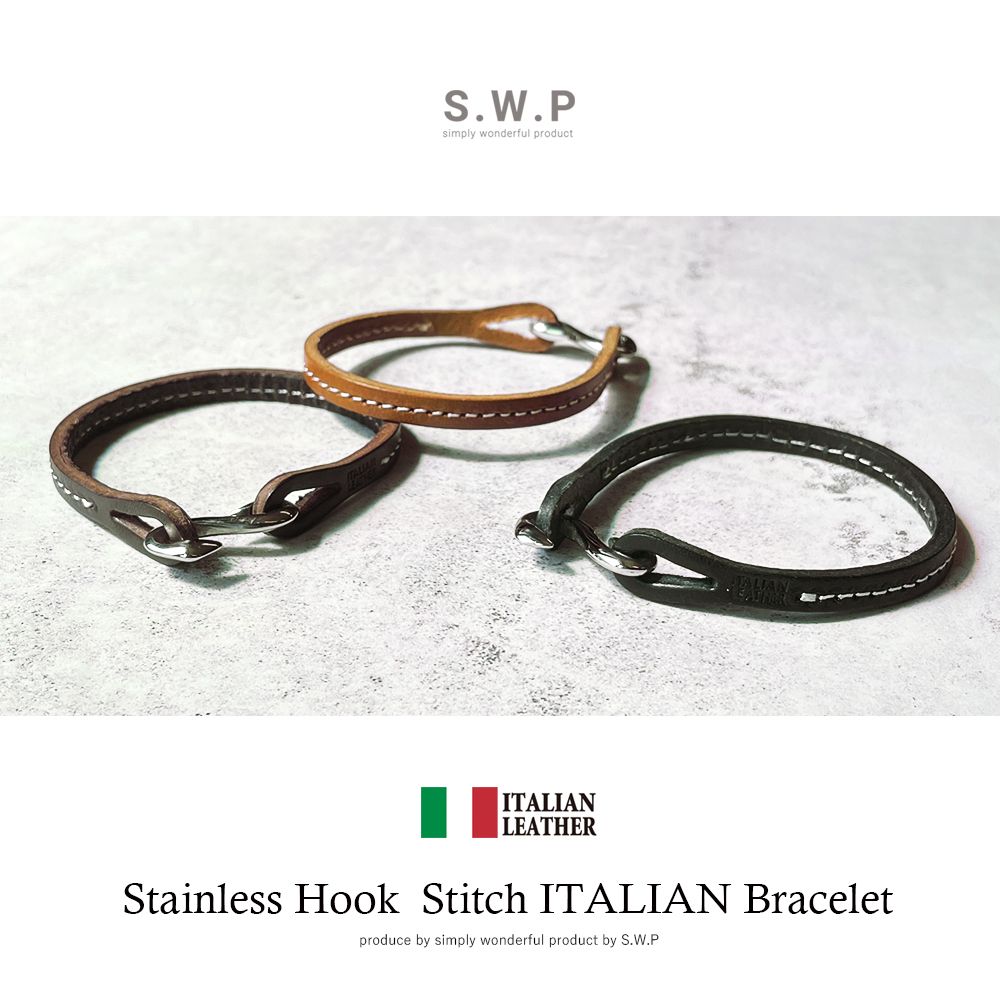 楽天市場】レザーブレスレット S字フック 革 ステンレス レザー メンズ