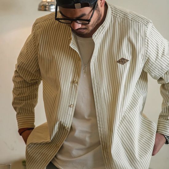 楽天市場】メンズ 長袖シャツミリタリー ワークシャツピンストライプ