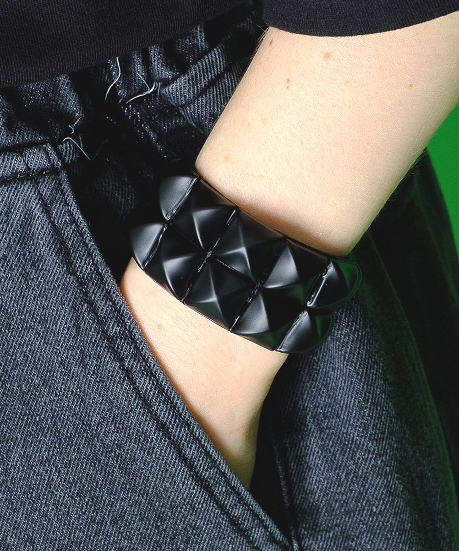 楽天市場】an meets zakka マットブラック2連スタッズレザーバングル