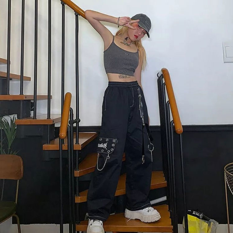 楽天市場】ストレートパンツ 黒 ブラック ホワイト チェーン