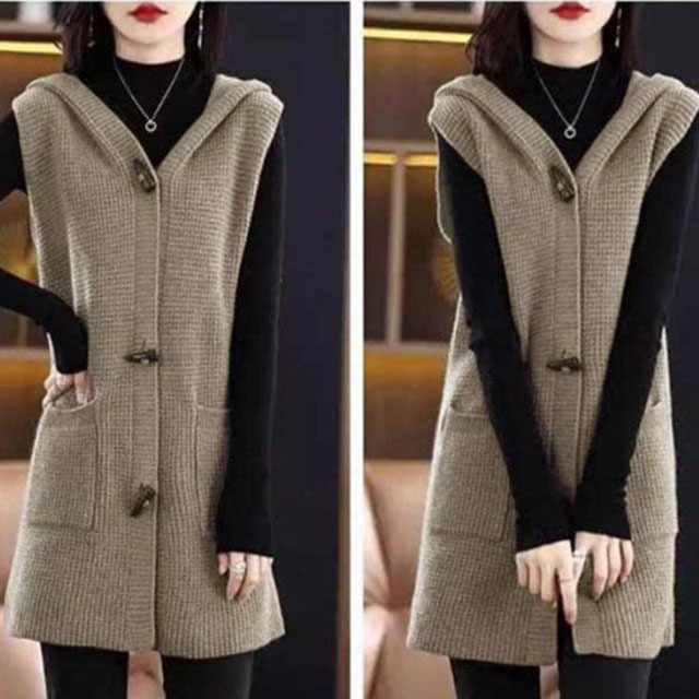 楽天市場】トグルボタン ニットベスト レディース ロング 前開き 秋冬