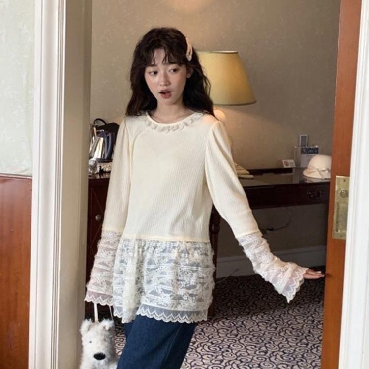 楽天市場】裾 レース ニット レディース レイヤード 重ね着 インナー