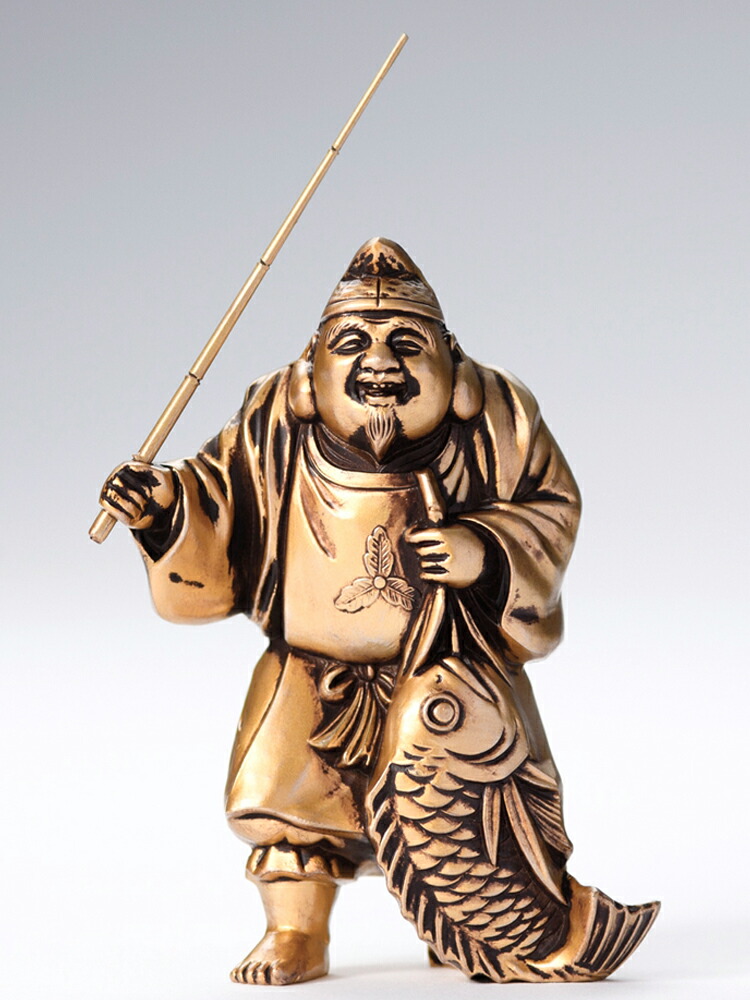 楽天市場】縁起物 置物 七福神〔恵比寿〕シルキーゴールド 日本製