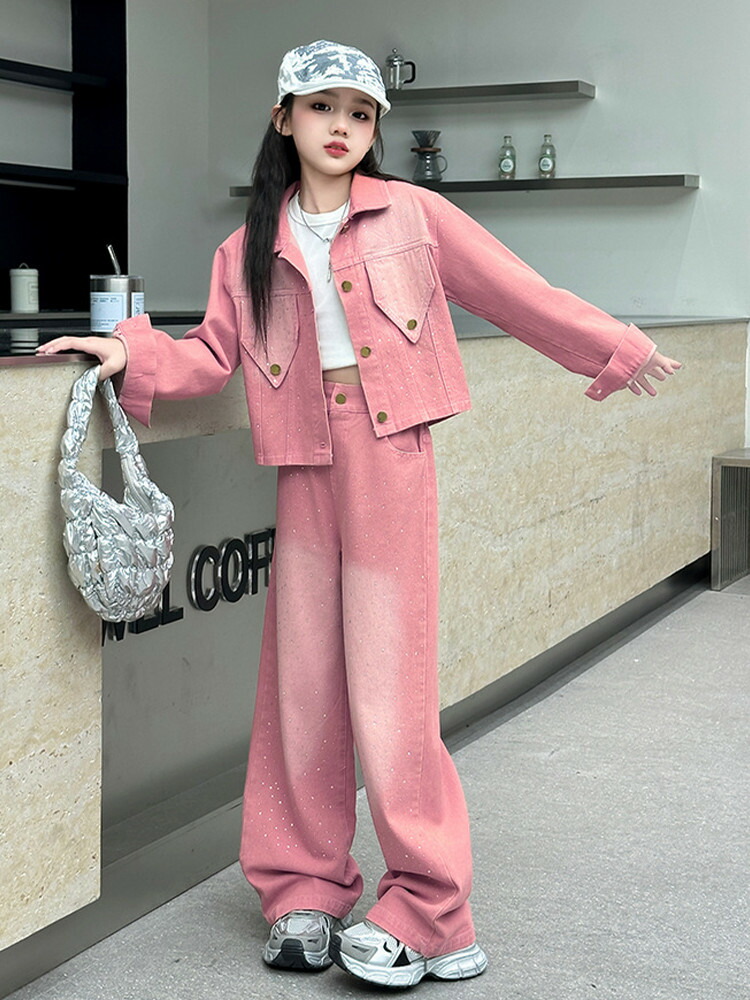 楽天市場】キラキラ 女の子 セットアップ ピンク ブラック デニム
