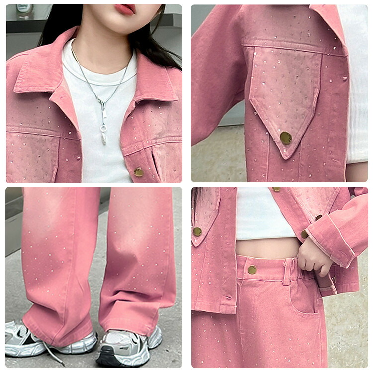 楽天市場】キラキラ 女の子 セットアップ ピンク ブラック デニム