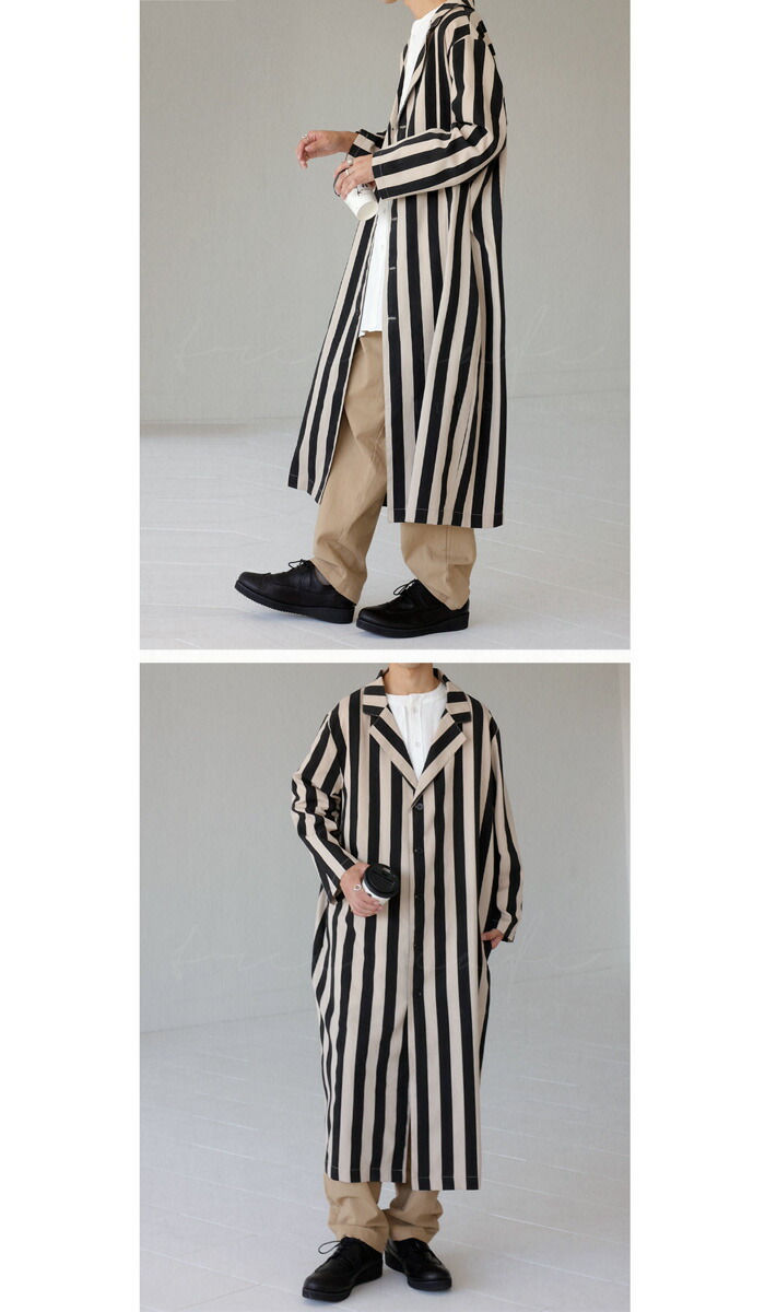 楽天市場】ストライプ柄 ロングジャケット ジャケット メンズ 送料無料