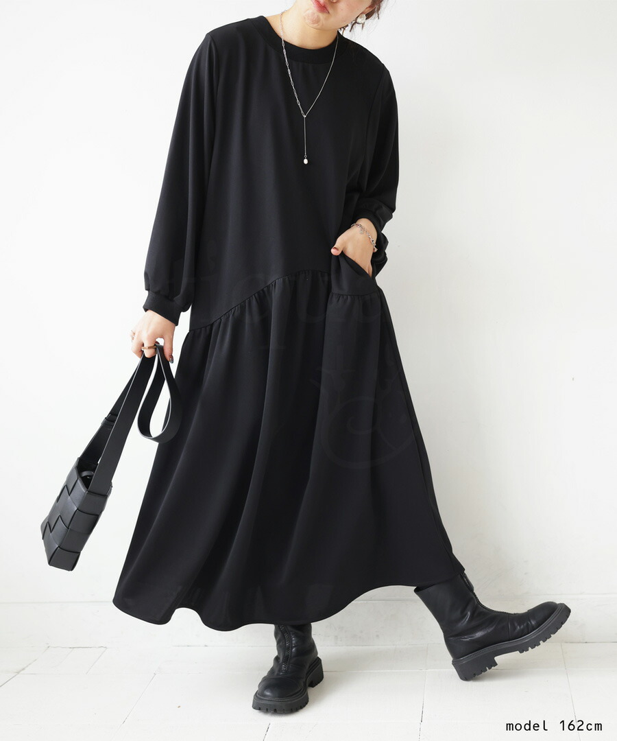 楽天市場】ポンチギャザーワンピース ワンピ レディース ロング 送料