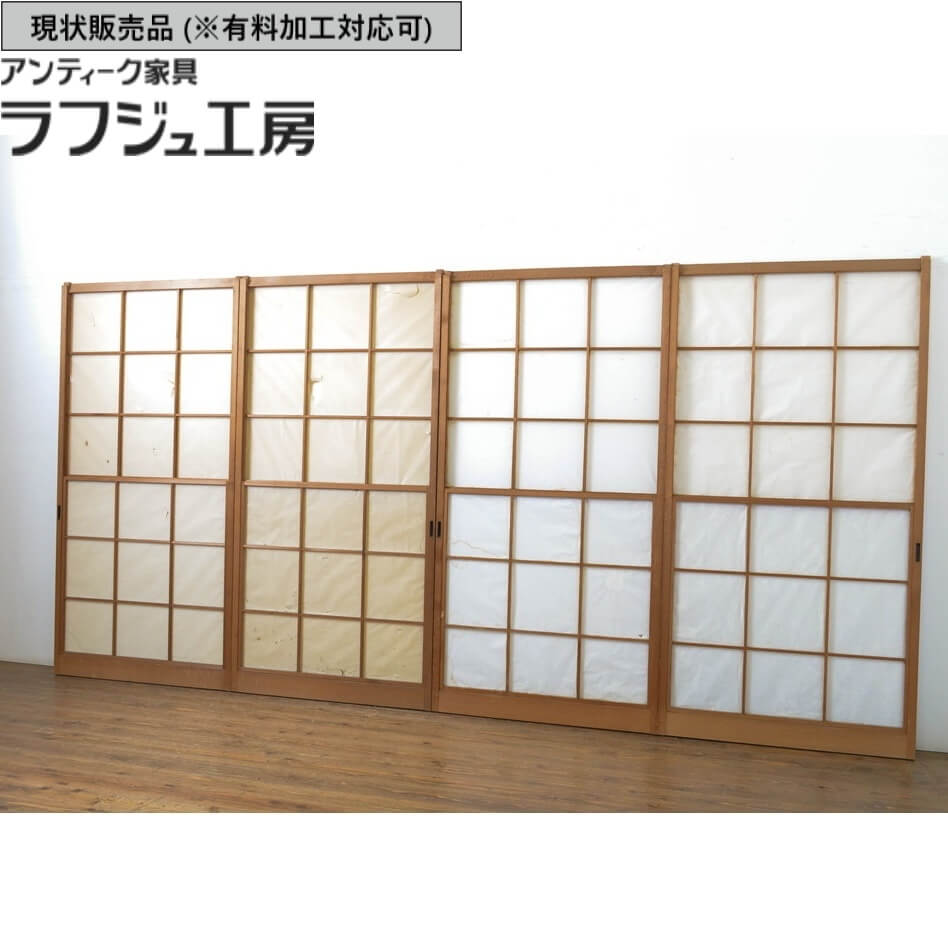 楽天市場】▽現状販売▽ アンティーク建具 雪見障子戸 4枚 セット