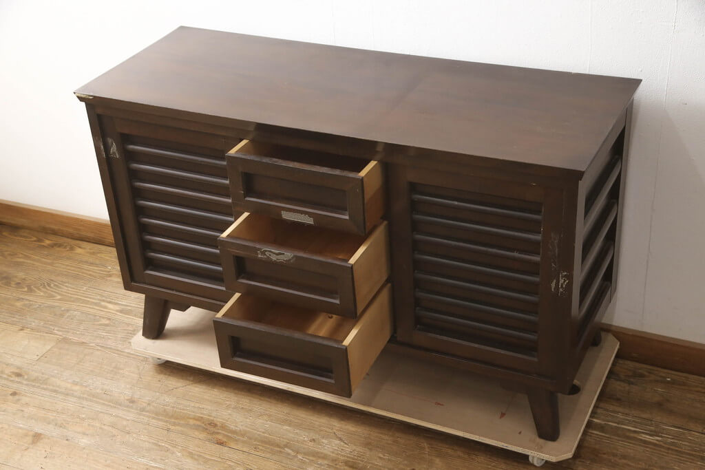 美品 えぞ民芸家具 コンソール キャビネット サイドボード 飾り棚 電話