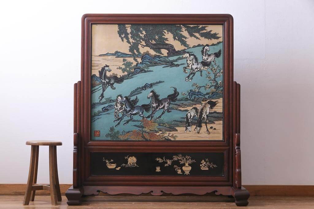 楽天市場】和製ビンテージ 衝立 唐木材 高級材 希少 高級品 漆塗り 九