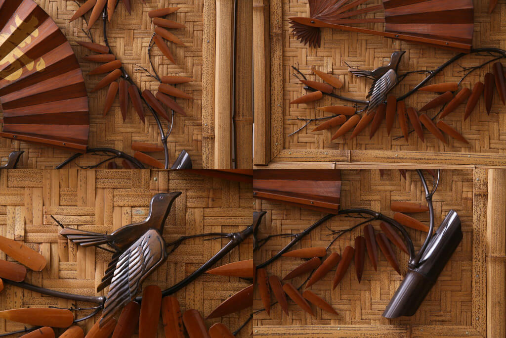 楽天市場】【中古】 衝立 竹細工 鶴 松彫刻 網代編み 間仕切り