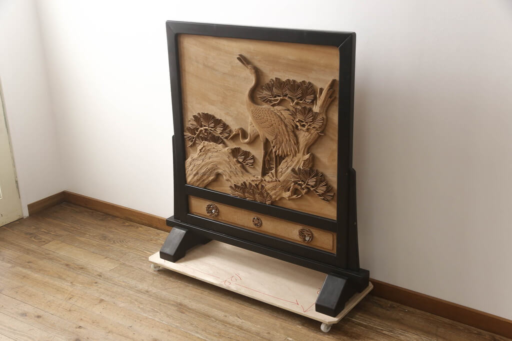 楽天市場】▽現状販売▽ 和製ビンテージ 彫刻衝立て 最高級!! 井波彫刻