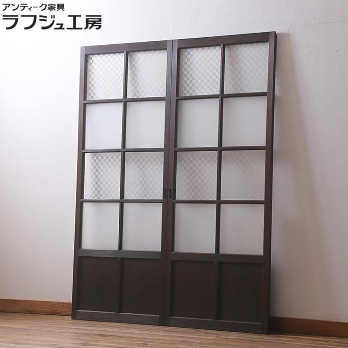 楽天市場】アンティーク建具 ガラス戸 2枚セット 昭和初期 すりガラス