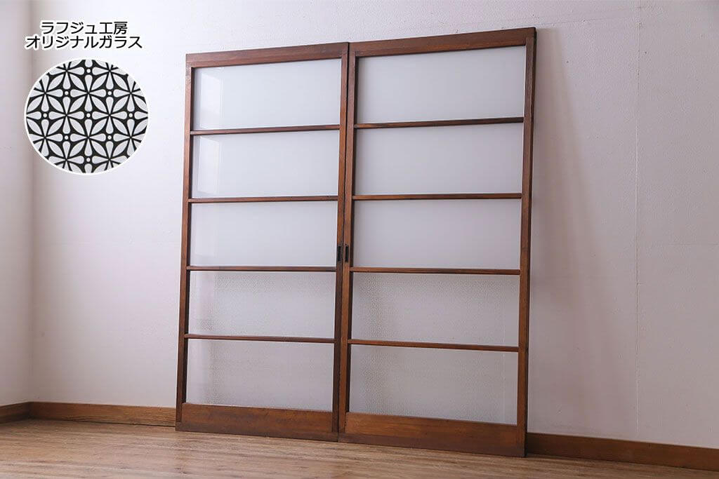 楽天市場】和製アンティーク 昭和中期 昭和レトロ ガラス戸 2枚セット