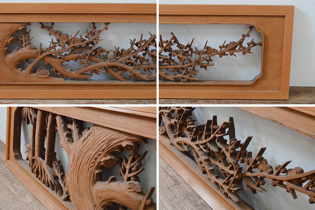 欄間 らんま 昭和 レトロ 2枚セット レア 希少 松 木 欄間 らんま 昭和