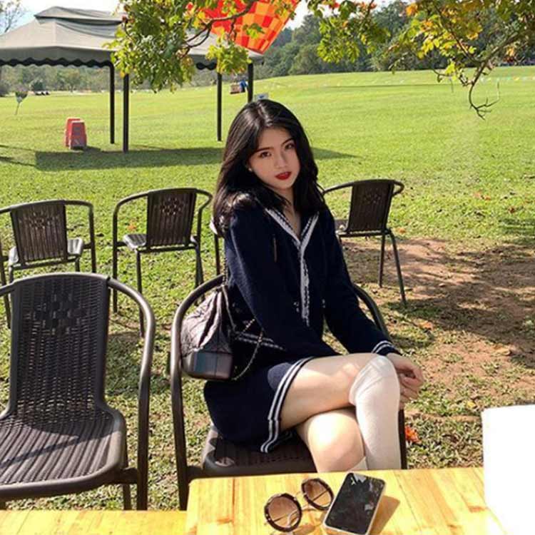 楽天市場】ニット セットアップ セーラー風 ニットカーディガン ミニ