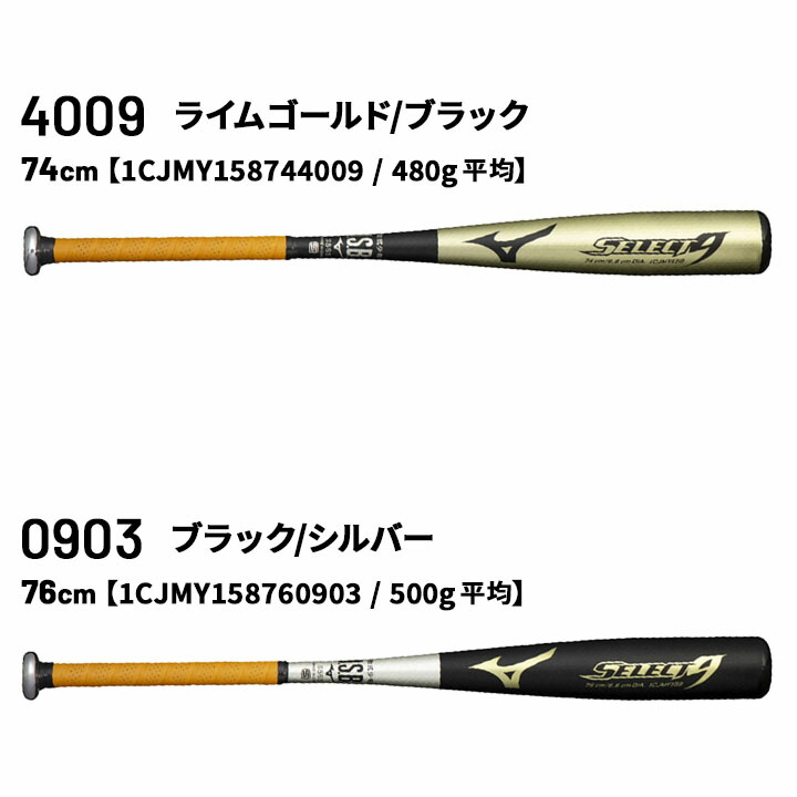楽天市場】野球バット 少年軟式用 金属製 ミズノ mizuno SELECT9
