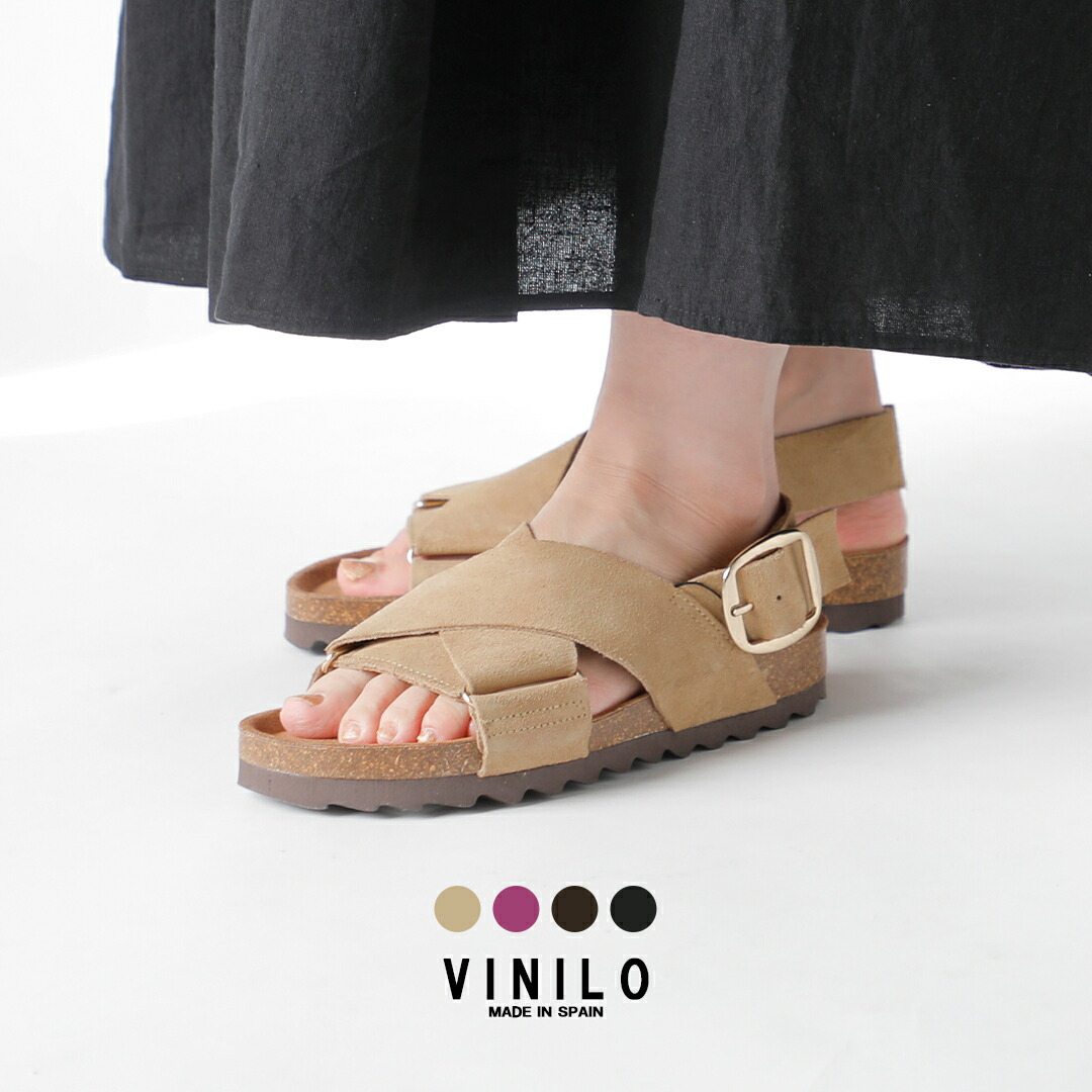 楽天市場】VINILO ヴィニーロ スエード フラット クロス サンダル ib