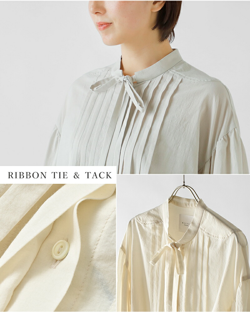 楽天市場】MAGALI マガリ コットン シルク リボンタイ ブラウス bl259