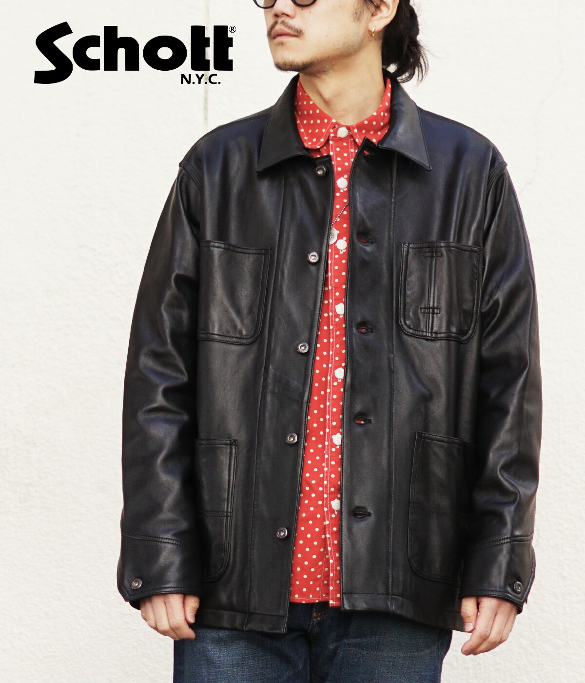 楽天市場】[送料無料]Schott : LAMB LEATHER COVERALL JACKET