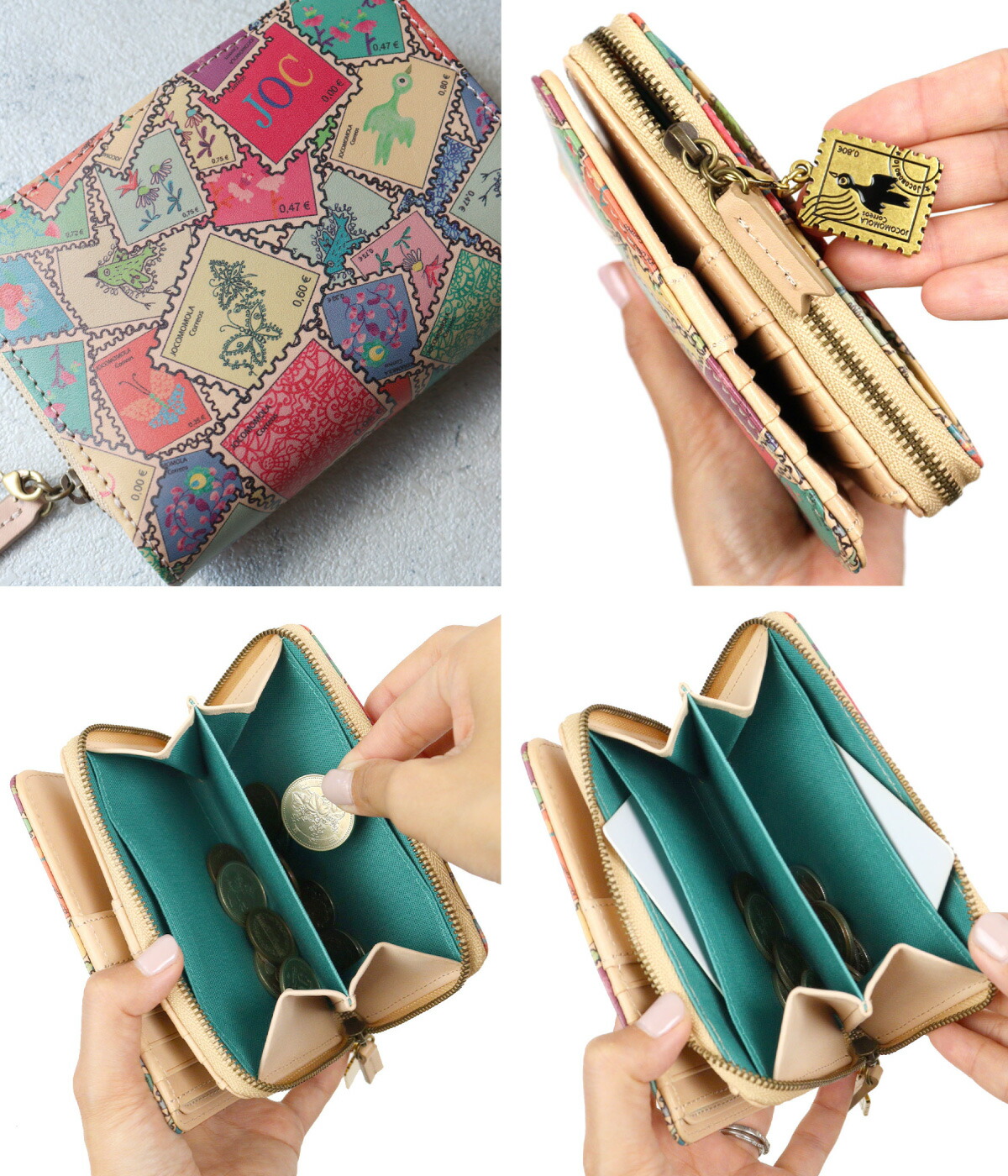 楽天市場】二つ折り財布 切手柄 jocomomola ホコモモラ セーヨ 5380131