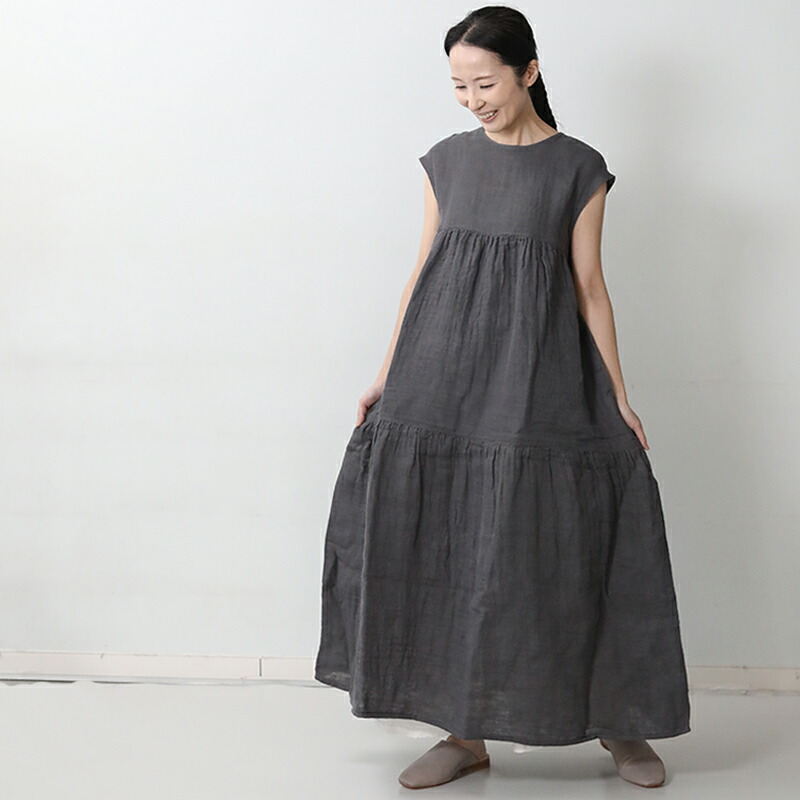 楽天市場】BAN INOUE かやフレンチギャザードレス つるばみ 蚊帳