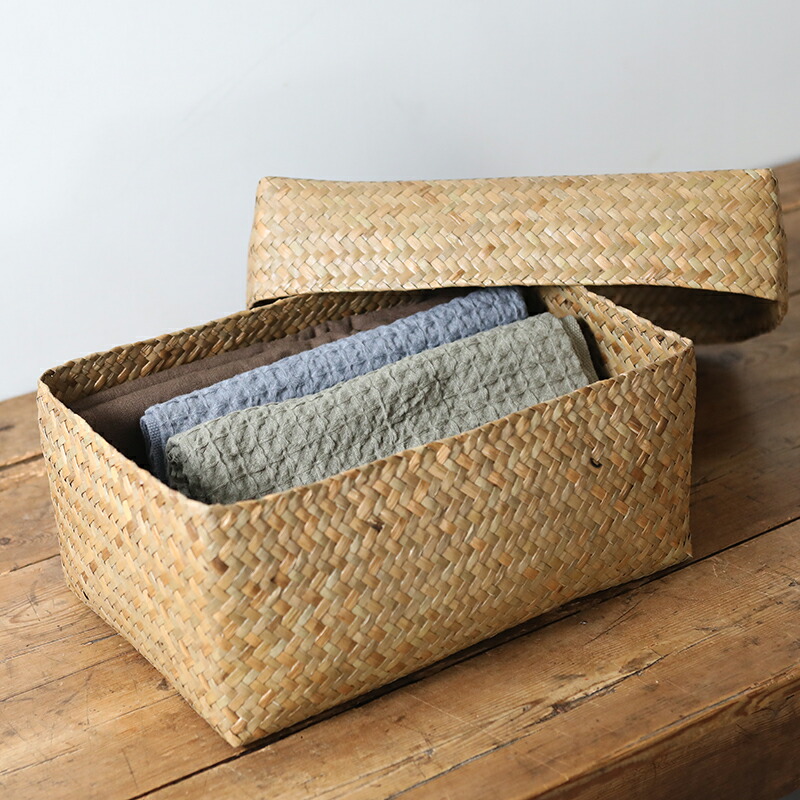 楽天市場】カチュー水草ふた付き四角BOX 3点セット アジアのかご