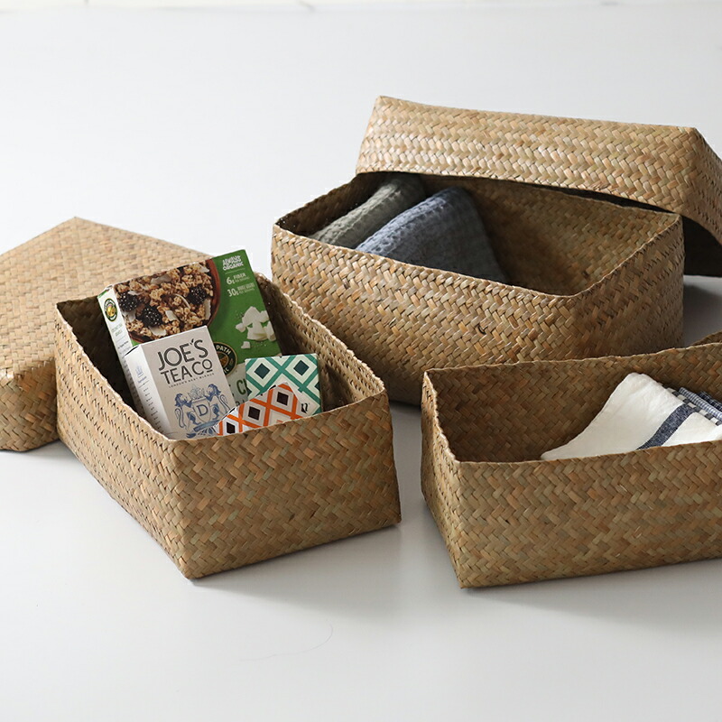 楽天市場】カチュー水草ふた付き四角BOX 3点セット アジアのかご